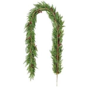 Glitzhome 9FT Christmas Dripping Cedar Berry Garland Fireplace Mantel Home Decor